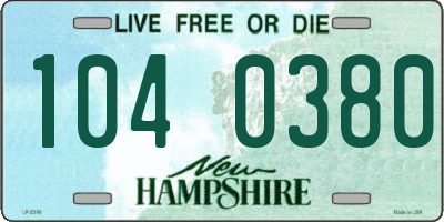 NH license plate 1040380