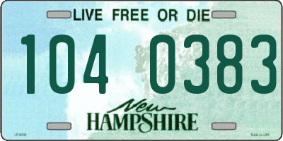 NH license plate 1040383