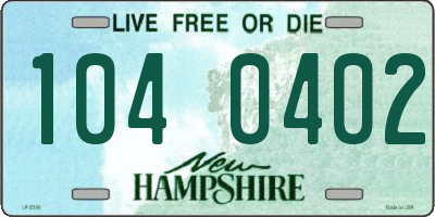 NH license plate 1040402