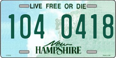 NH license plate 1040418