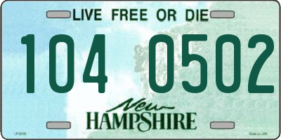 NH license plate 1040502