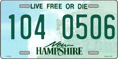 NH license plate 1040506