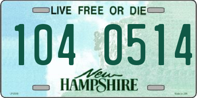 NH license plate 1040514