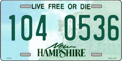 NH license plate 1040536