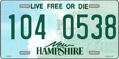 NH license plate 1040538