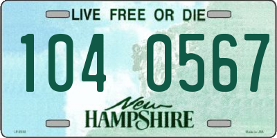 NH license plate 1040567