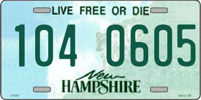 NH license plate 1040605