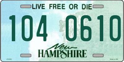 NH license plate 1040610