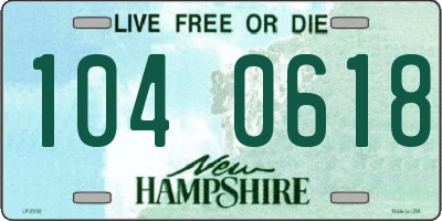 NH license plate 1040618