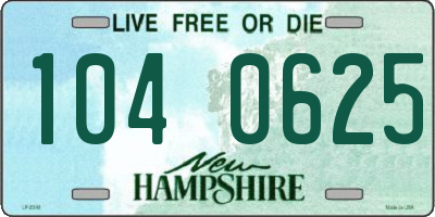 NH license plate 1040625