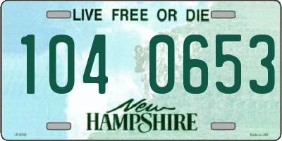 NH license plate 1040653