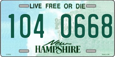 NH license plate 1040668