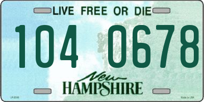 NH license plate 1040678