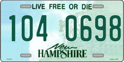 NH license plate 1040698