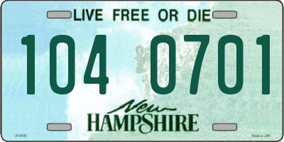 NH license plate 1040701