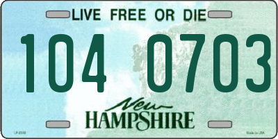 NH license plate 1040703