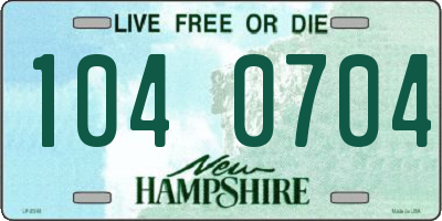 NH license plate 1040704