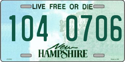 NH license plate 1040706