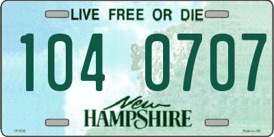 NH license plate 1040707