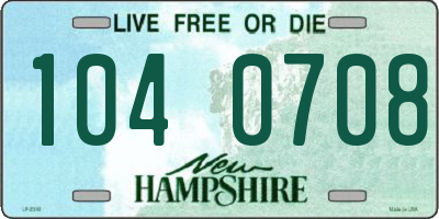 NH license plate 1040708