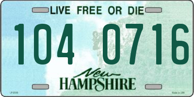 NH license plate 1040716