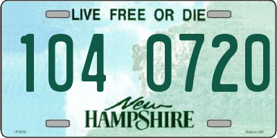 NH license plate 1040720
