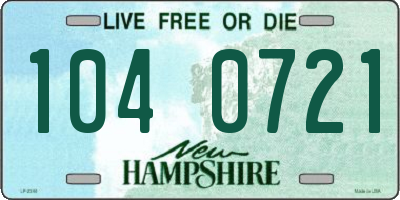 NH license plate 1040721