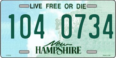 NH license plate 1040734
