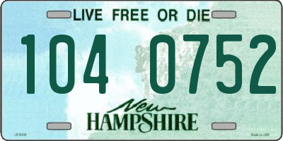 NH license plate 1040752