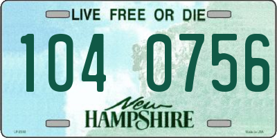 NH license plate 1040756