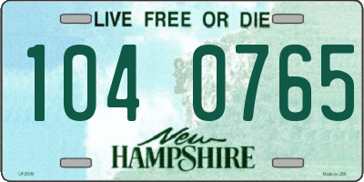 NH license plate 1040765