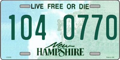 NH license plate 1040770