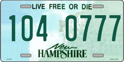 NH license plate 1040777