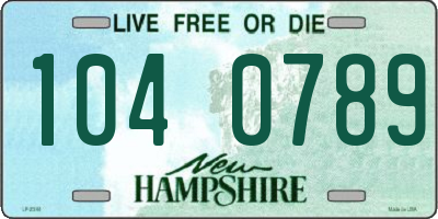 NH license plate 1040789
