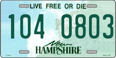 NH license plate 1040803