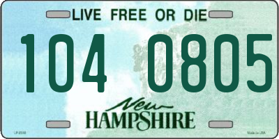 NH license plate 1040805