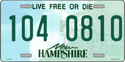 NH license plate 1040810