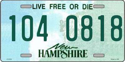 NH license plate 1040818