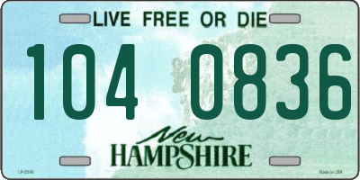 NH license plate 1040836