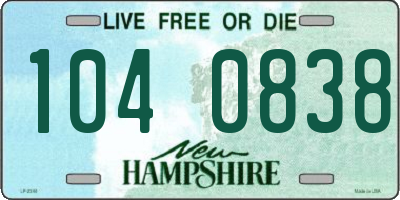 NH license plate 1040838