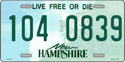 NH license plate 1040839