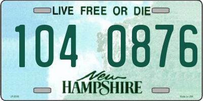 NH license plate 1040876