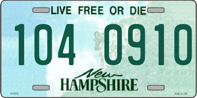 NH license plate 1040910