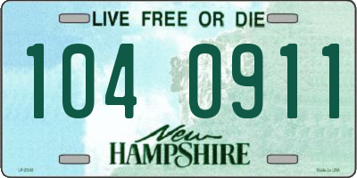 NH license plate 1040911