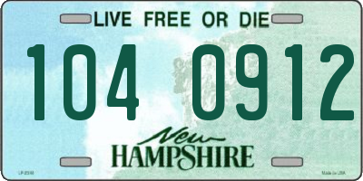 NH license plate 1040912