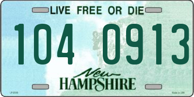 NH license plate 1040913