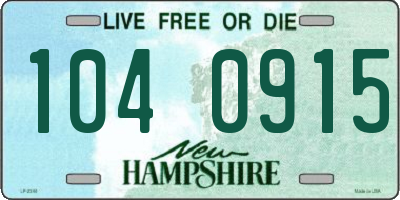 NH license plate 1040915