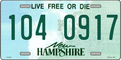 NH license plate 1040917