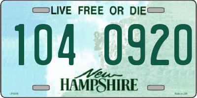 NH license plate 1040920