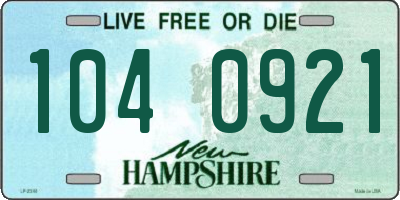NH license plate 1040921